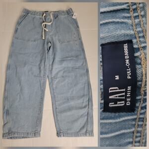 GAP Womens High Rise SuperSoft Pull-On Barrel Jeans SZ Medium NEW